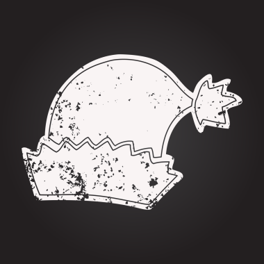 Bir insan tarafından çizilmiş karatahta karikatür noel şapkası.