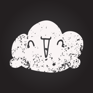 Bir insan tarafından çizilmiş kara tahta tebeşir karikatür bulutu