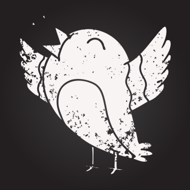 Bir insan tarafından çizilmiş kara tahta tebeşir çizgi film kuşu.