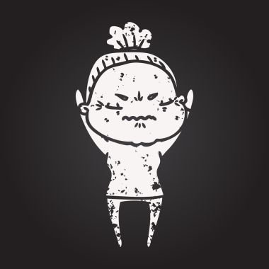 Tahta tebeşir karikatürü bir insan tarafından çizilmiş yaşlı bir kadın tarafından rahatsız edildi.