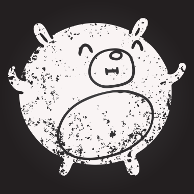 Bir insan tarafından çizilmiş kara tahta çizgi film ayısı.