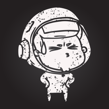 Tahta tebeşir karikatürü bir insan tarafından çizilen astronotu vurguladı