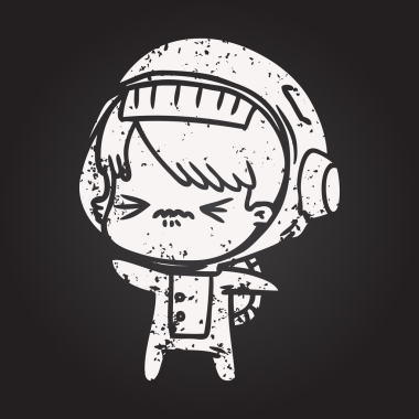 Karatahta tebeşiri kızgın çizgi film kızı bir insan tarafından çizilmiş.