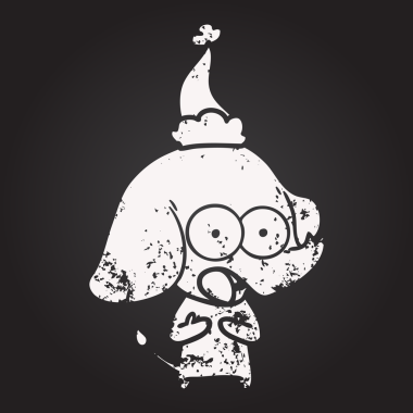 Tahta tebeşirle çizilmiş şirin bir el çizimi Noel Baba şapkası giyen bir insan tarafından çizilmiş.