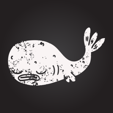 Tahta tebeşir, bir insan tarafından çizilmiş bir balığın karikatürü.