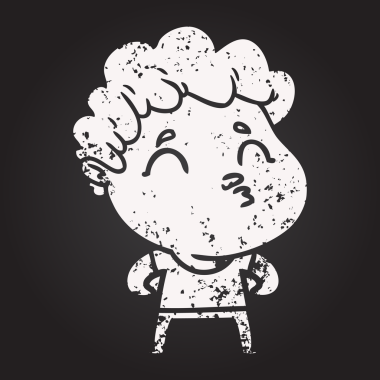 Kara tahta tebeşir karikatür adam somurtuyor bir insan tarafından