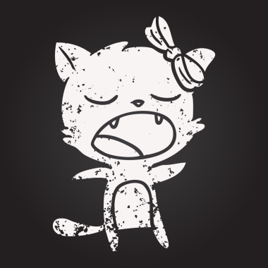 Tahta tebeşirle çizilmiş şarkı söyleyen kedi bir insan tarafından çizilmiş.