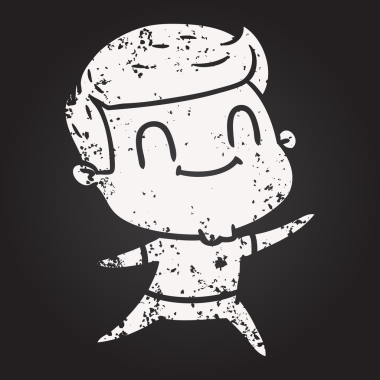 Karatahta tebeşiri bir insan tarafından çizilmiş dost canlısı bir adam.