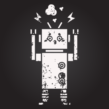 Bir insan tarafından çizilmiş bir robotun karikatürü.