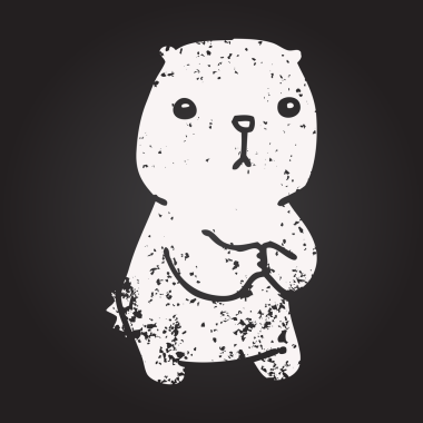 Tahta tebeşir karikatürü bir insan tarafından çizilmiş endişeli ayı