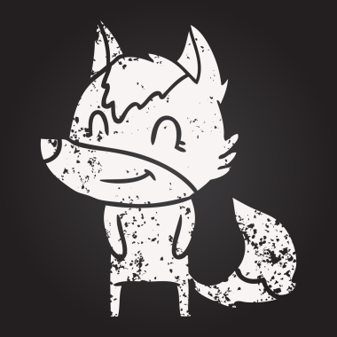 Bir insan tarafından çizilmiş kara tahta dostu çizgi film kurdu.