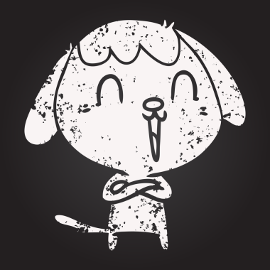 Bir insan tarafından çizilmiş kara tahta tebeşirle çizilmiş şirin bir köpek.