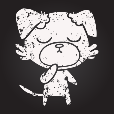 Bir insan tarafından çizilmiş kara tahta tebeşirle çizilmiş şirin bir köpek.