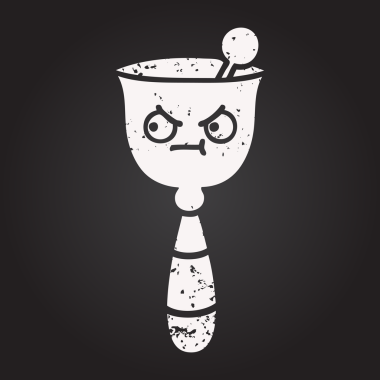 Tahta tebeşir, bir insan tarafından çizilmiş okul çanının karikatürü.