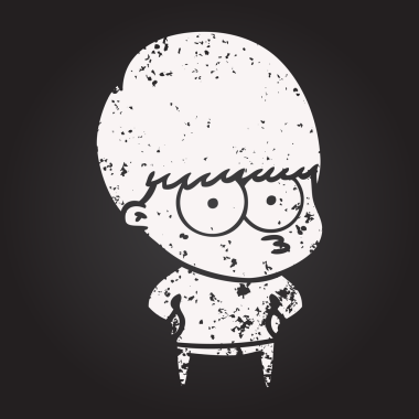 Karatahta tebeşir, bir insan tarafından çizilmiş sinirli çizgi film çocuğu.