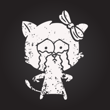 Bir insan tarafından çizilmiş kara tahta tebeşir çizgi film kedisi.