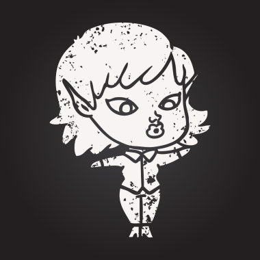 Kara tahta tebeşirle çizilmiş güzel elf kızı bir insan tarafından çizilmiş.