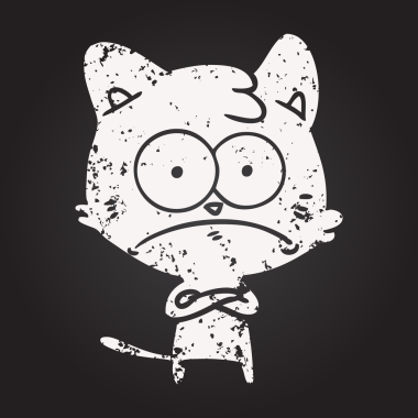 Bir insan tarafından çizilmiş karatahta karikatür gergin kedi