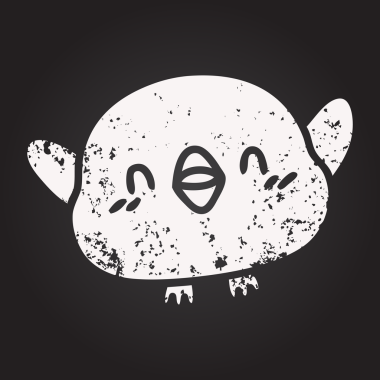 Bir insan tarafından çizilmiş şirin bir kuşun karatahta karalaması