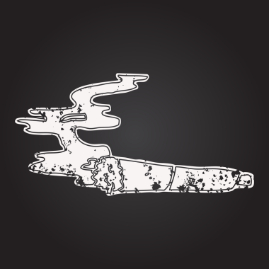 Bir insan tarafından çizilmiş karatahta çizgi film sigarası.