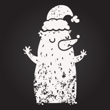 Bir insan tarafından çizilmiş kara tahta tebeşirle çizilmiş şirin bir Noel ayısı.