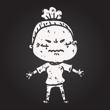 Tahta tebeşir karikatürü bir insan tarafından çizilmiş yaşlı bir kadın tarafından rahatsız edildi.