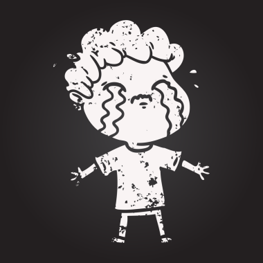 Karatahta tebeşirci bir insan tarafından çizilmiş ağlayan adam.