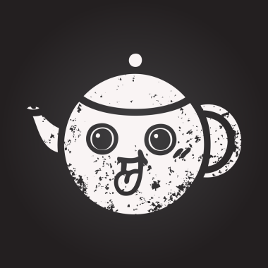 Tahta tebeşir, bir insan tarafından çizilmiş çay demliğinin karikatürü.