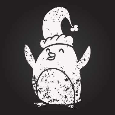 Bir insan tarafından çizilmiş mutlu noel pengueni.