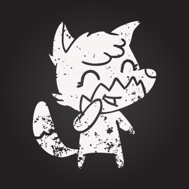 Bir insan tarafından çizilmiş karatahta tebeşirli mutlu tilki