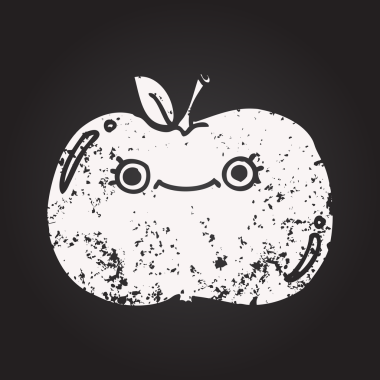 Bir insan tarafından çizilmiş kara tahta tebeşirle çizilmiş şirin bir elma.