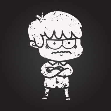 Karatahta tebeşiri bir insan tarafından çizilmiş çizgi film çocuğu.