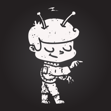 Kara tahta dostu çizgi film uzay adamı bir insan tarafından çizilmiş.