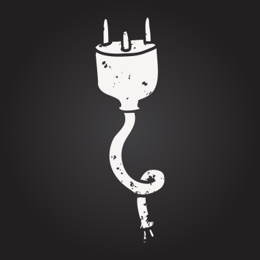 Bir insan tarafından çizilmiş karatahta karikatür elektrik prizi