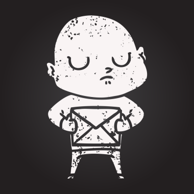 Bir insan tarafından çizilmiş karatahta tebeşirli kel adam.