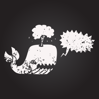 Tahta tebeşir serbest konuşma balonu çizilmiş balina bir insan tarafından çizilmiş su püskürtüyor