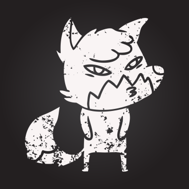 Kara tahta tebeşir. Bir insan tarafından çizilmiş akıllı çizgi film tilkisi.