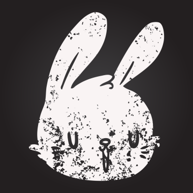 Bir insan tarafından çizilmiş kara tahta tebeşir çizgi film tavşan yüzü