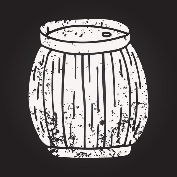 Tahta tebeşir, bir insan tarafından çizilmiş bir fıçının karikatürü.