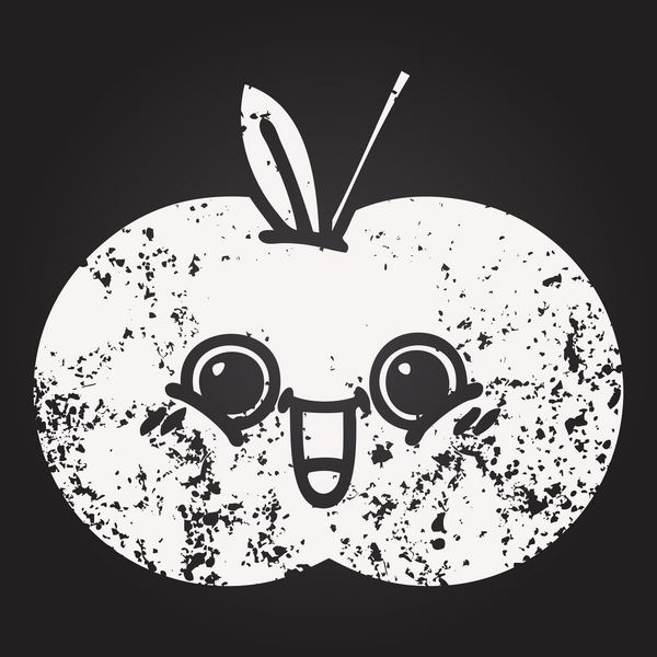 Bir insan tarafından çizilmiş kırmızı bir elmanın karikatürü.