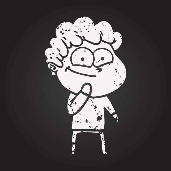 Karatahta tebeşir çizgi filmi bir insan tarafından çizilmiş mutlu adam