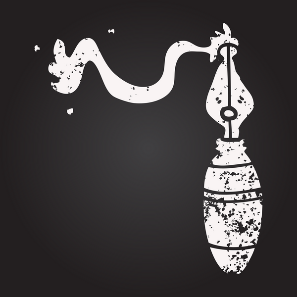 Karatahta tebeşirle insan tarafından çizilmiş bir dolmakalem.