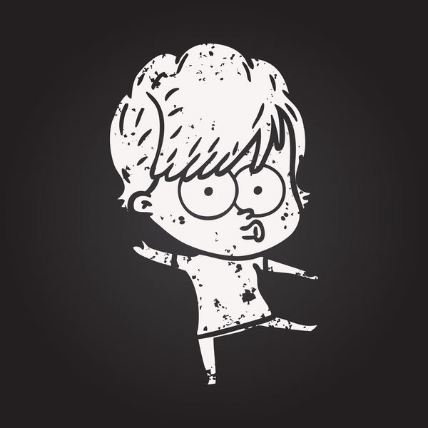 Bir insan tarafından çizilmiş kara tahta tebeşir karikatür kadın.