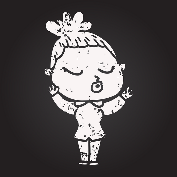 Karatahta karikatür. Bir insan tarafından çizilmiş sakin bir kadın.