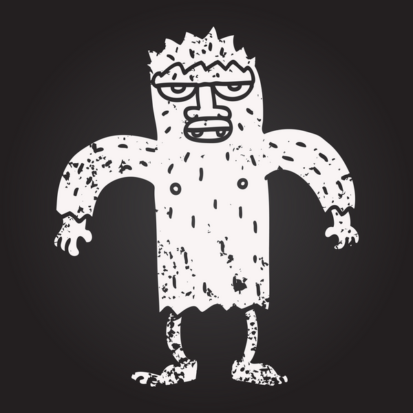 Karatahta tebeşirle bir insan tarafından çizilmiş koca ayak karikatürü.