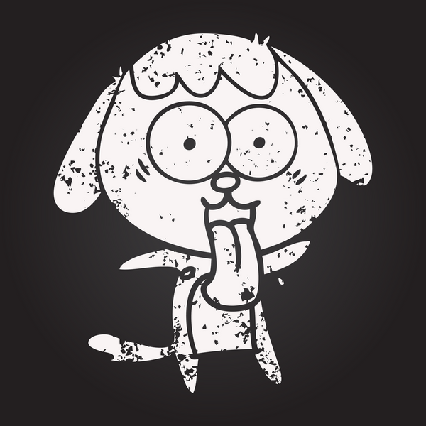 Bir insan tarafından çizilmiş kara tahta tebeşirle çizilmiş şirin bir köpek.