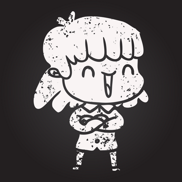 Bir insan tarafından çizilmiş kara tahta tebeşir karikatür kadın.