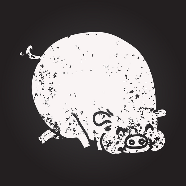 Karatahta tebeşirle insan tarafından çizilmiş şişman domuz.