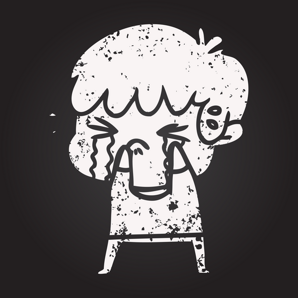 Karatahta tebeşirci çocuk bir insan tarafından çizilmiş ağlıyor.