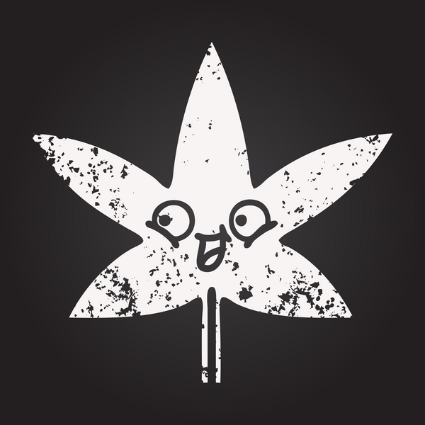 Karatahta bir insan tarafından çizilmiş marihuana yaprağının karikatürü.